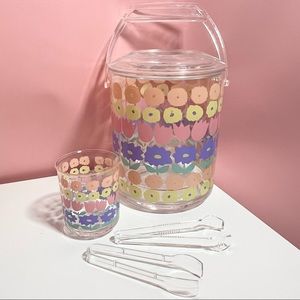 Vintage pastel retro floral ice bucket